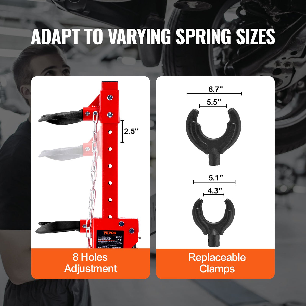 VEVOR Spring Compressor for Vehicle Suspension, 4.5 t Hydraulic Jack Capacity, 1 Tonne Nominal Compression Force, Coil Spring Compressor Tool for Car Suspension, Hydraulic Spring Compressor for Suspension Spring Removal