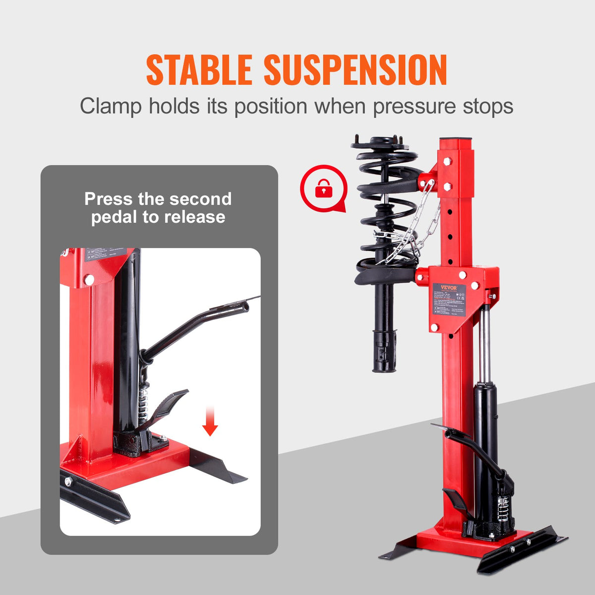 VEVOR Spring Compressor for Vehicle Suspension, 4.5 t Hydraulic Jack Capacity, 1 Tonne Nominal Compression Force, Coil Spring Compressor Tool for Car Suspension, Hydraulic Spring Compressor for Suspension Spring Removal
