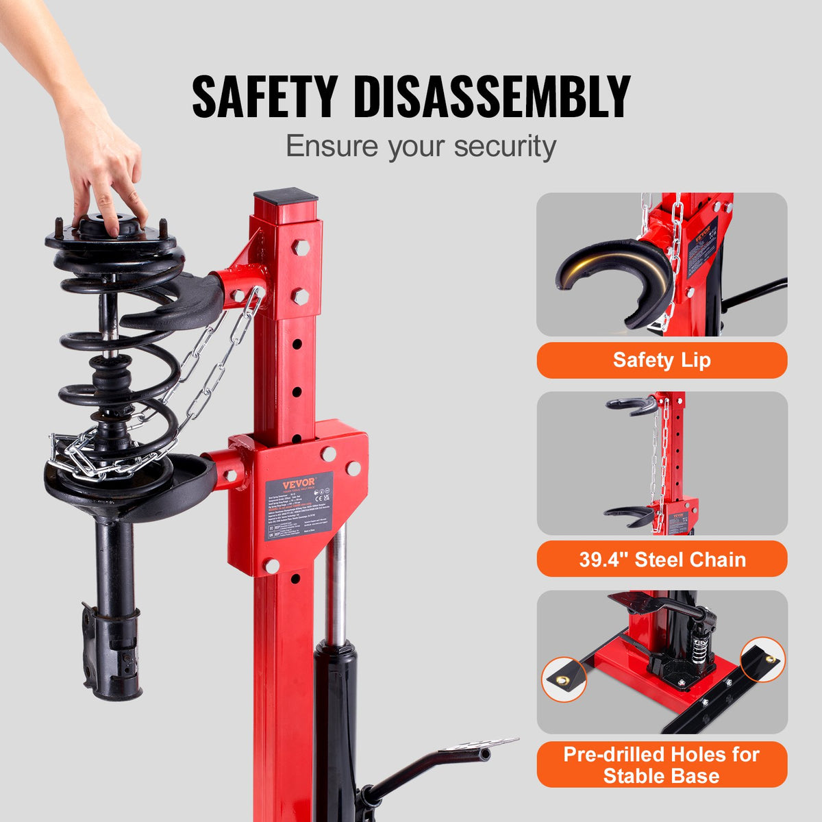 VEVOR Spring Compressor for Vehicle Suspension, 4.5 t Hydraulic Jack Capacity, 1 Tonne Nominal Compression Force, Coil Spring Compressor Tool for Car Suspension, Hydraulic Spring Compressor for Suspension Spring Removal