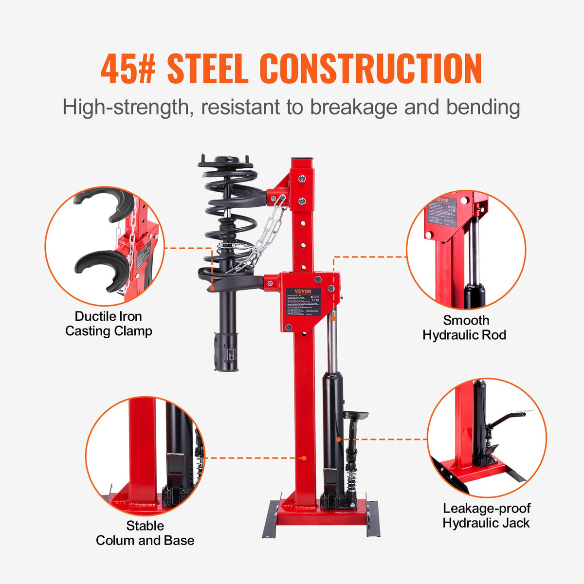 VEVOR Spring Compressor for Vehicle Suspension, 4.5 t Hydraulic Jack Capacity, 1 Tonne Nominal Compression Force, Coil Spring Compressor Tool for Car Suspension, Hydraulic Spring Compressor for Suspension Spring Removal