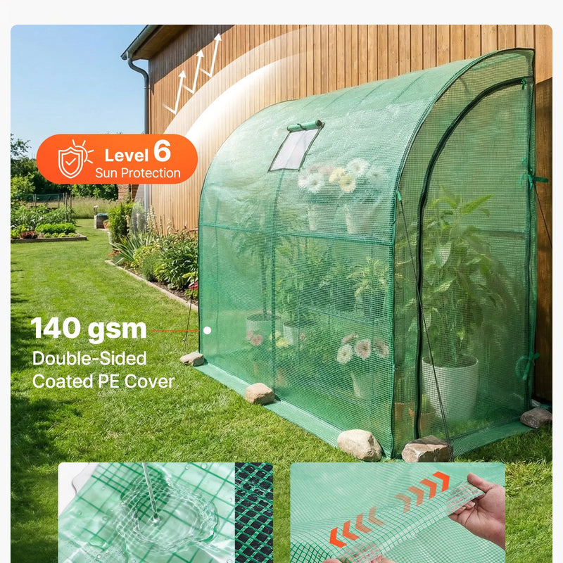 VEVOR ieejama siltumnīca 198 x 100 x 200 cm ar logu, PE pārklājums, 3 līmeņu plaukts, rullējamas durvis ar rāvējslēdzēju, pārnēsājama dārza siltumnīca augiem, āra lietošanai - ZEMLETES.LV