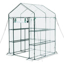VEVOR ieejama siltumnīca 137 x 137 x 196 cm ar PVC pārklājumu, 2 līmeņi ar 10 plauktiem, rullējamas durvis ar rāvējslēdzēju, pārnēsājama dārza siltumnīca augiem, āra lietošanai - ZEMLETES.LV