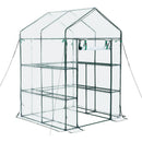 VEVOR ieejama siltumnīca 137 x 137 x 196 cm ar PVC pārklājumu, 2 līmeņi ar 10 plauktiem, rullējamas durvis ar rāvējslēdzēju, pārnēsājama dārza siltumnīca augiem, āra lietošanai - ZEMLETES.LV