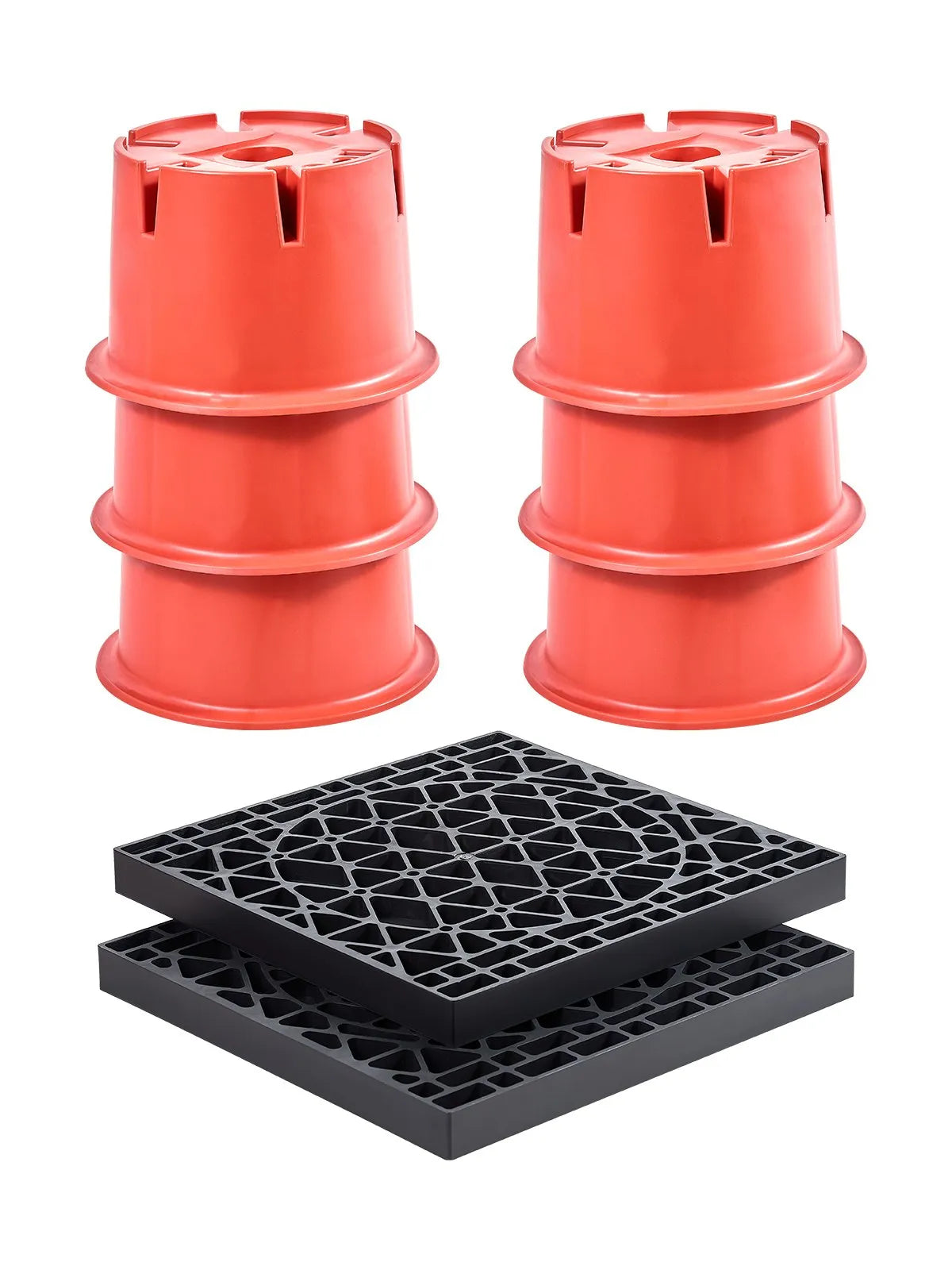 VEVOR Trailer Jack Pad Set, 203 mm Height, 907 kg Load Capacity, 8 Piece Camper Levelling Kit – 6 Levelling Blocks and 2 Pads, Suitable for Travel Trailers, Fifth Wheel Trailers and Class A/C RVs