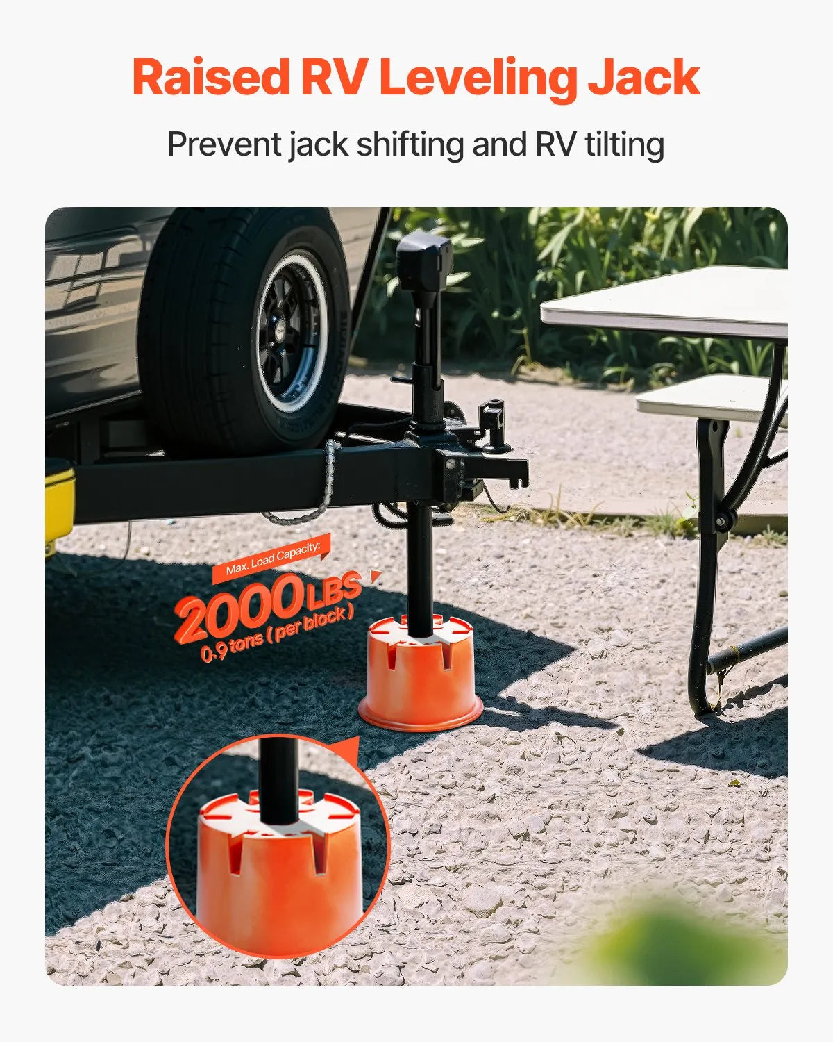 VEVOR Trailer Jack Pad Set, 203 mm Height, 907 kg Load Capacity, 8 Piece Camper Levelling Kit – 6 Levelling Blocks and 2 Pads, Suitable for Travel Trailers, Fifth Wheel Trailers and Class A/C RVs