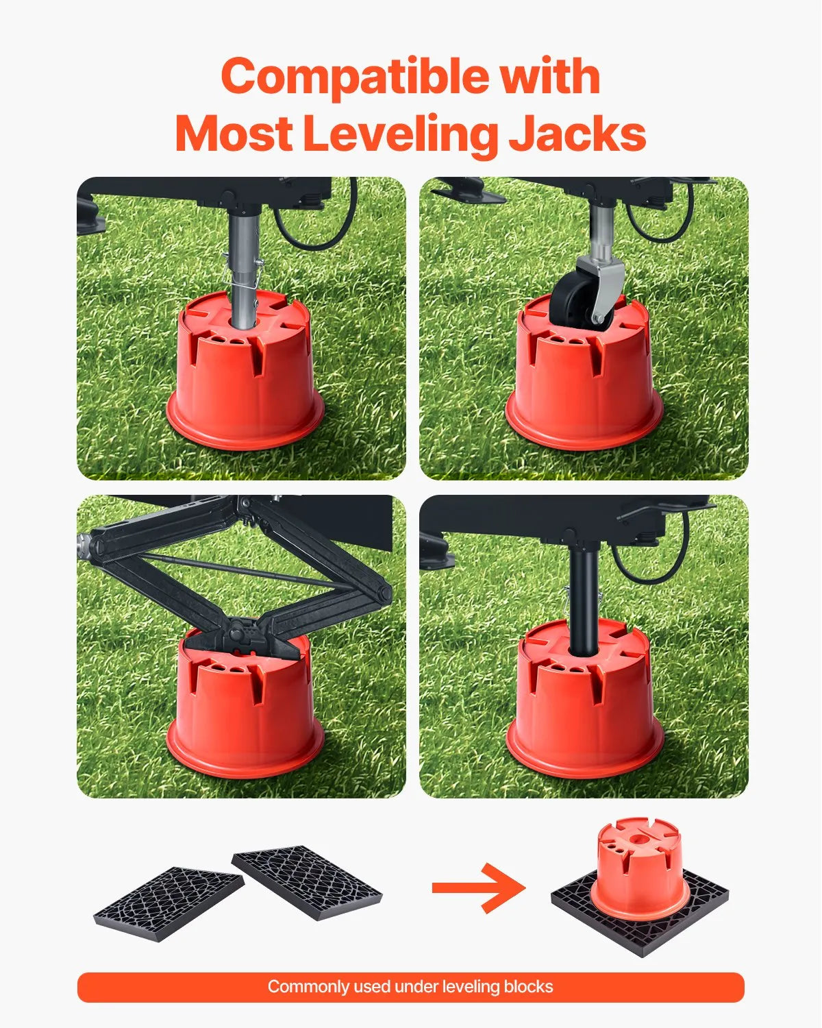 VEVOR Trailer Jack Pad Set, 203 mm Height, 907 kg Load Capacity, 8 Piece Camper Levelling Kit – 6 Levelling Blocks and 2 Pads, Suitable for Travel Trailers, Fifth Wheel Trailers and Class A/C RVs
