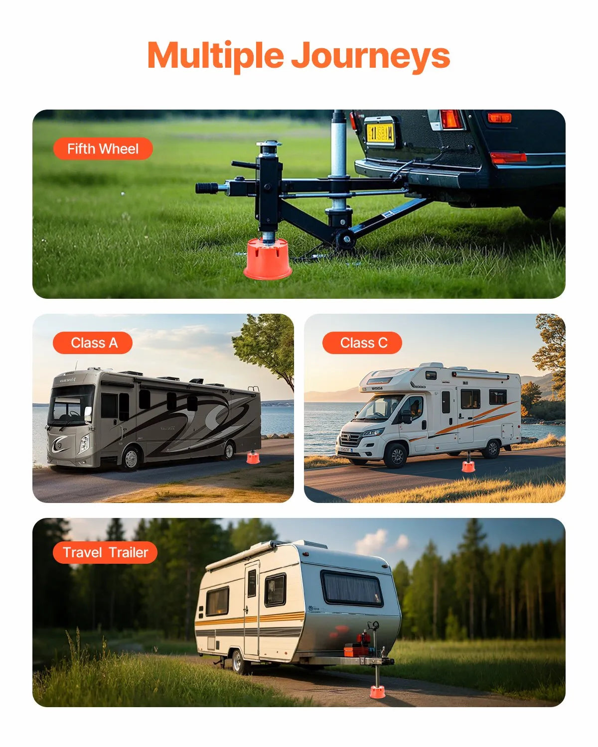 VEVOR Trailer Jack Pad Set, 203 mm Height, 907 kg Load Capacity, 8 Piece Camper Levelling Kit – 6 Levelling Blocks and 2 Pads, Suitable for Travel Trailers, Fifth Wheel Trailers and Class A/C RVs