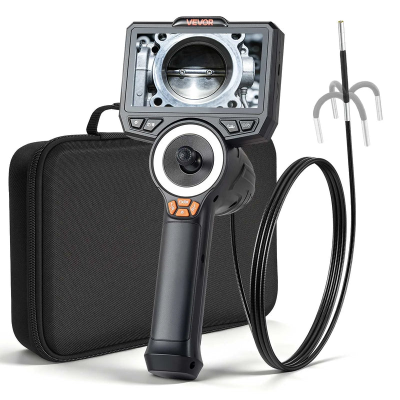 VEVOR artikulējamais boreskops ar 3,9 mm īpaši plānu zondi, 4 virzienu 360° endoskops ar apgaismojumu, 11,4 cm HD IPS ekrāns, 8× tālummaiņa un 1,5 m kabelis auto un šauru mehānisku mezglu pārbaudei