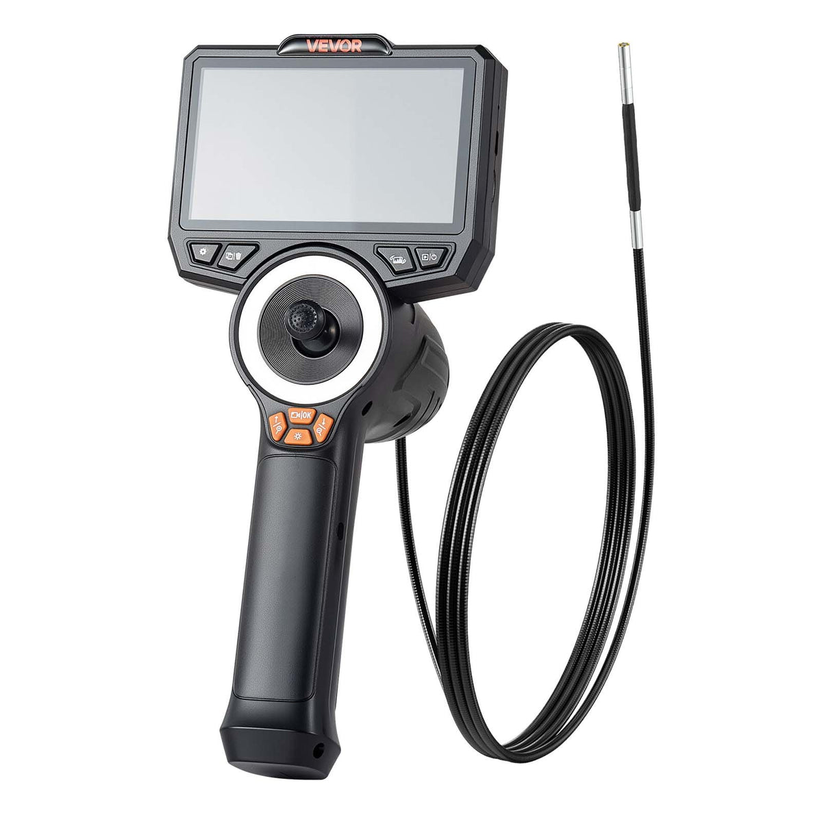VEVOR Articulating Borescope with 3.9 mm Ultra-Thin Probe, 4-Way 360° Endoscope with Illumination, 11.4 cm HD IPS Screen, 8× Zoom and 1.5 m Cable for Auto and Narrow Mechanical Joint Inspection