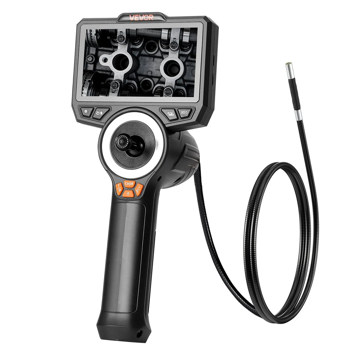 VEVORi liigendiga endoskoop valgustusega, 4-suunaline 360° boreskoop 6,2 mm sondiga, 1920 × 1080 Full HD kaameraga, 11,4 cm HD IPS-ekraaniga, 8× suumiga ja 1,5 m pikkuse kaabliga auto- ja mehaaniliste seadmete kontrollimiseks