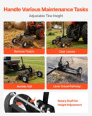 VEVOR 122 cm velkamais ainavu grābeklis, velkams zāliena un akmeņu grābeklis ATV, pļaujmašīnām un traktoriem, 24 izturīgi tērauda zari, regulējams augstums un leņķis, pastiprināts aerācijas grābeklis lapām un dārza atkritumiem