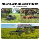 VEVOR piekabināms ainavu grābeklis, 152 cm zāles iztīrītāja grābeklis ar 21 tērauda dakšu