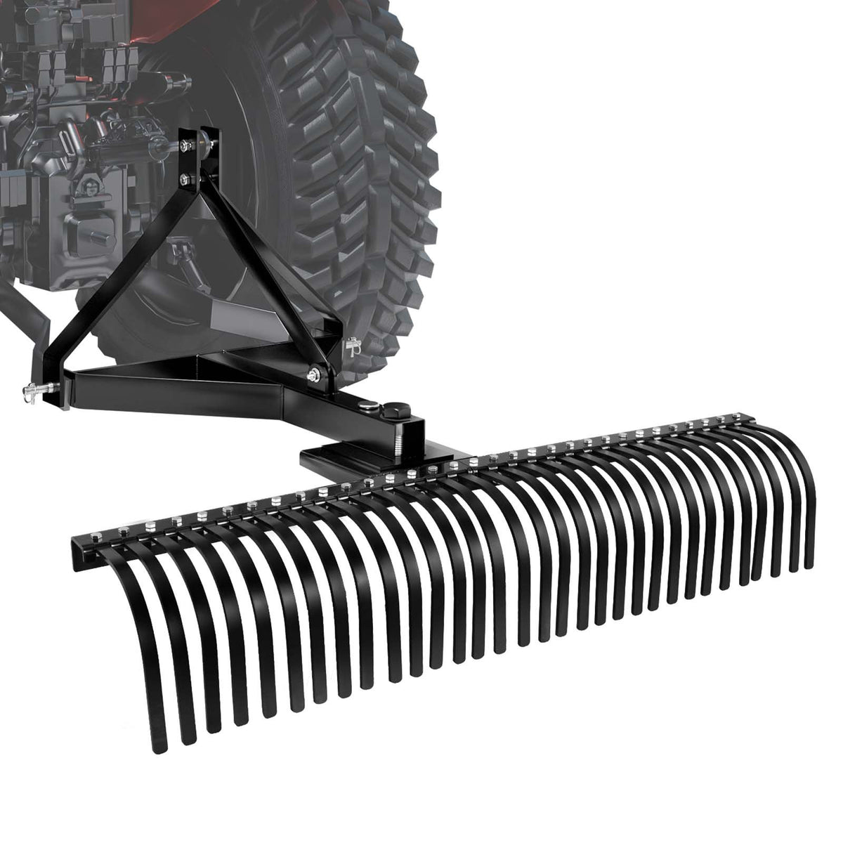 VEVOR haagisega muruõhutusseade, töölaius 1525 mm, 32 terasest haruga, kolmepunktiline muruõhutaja haru koos kinnitustega traktorile, maastikuhooldusharu aiale, talule ja murule