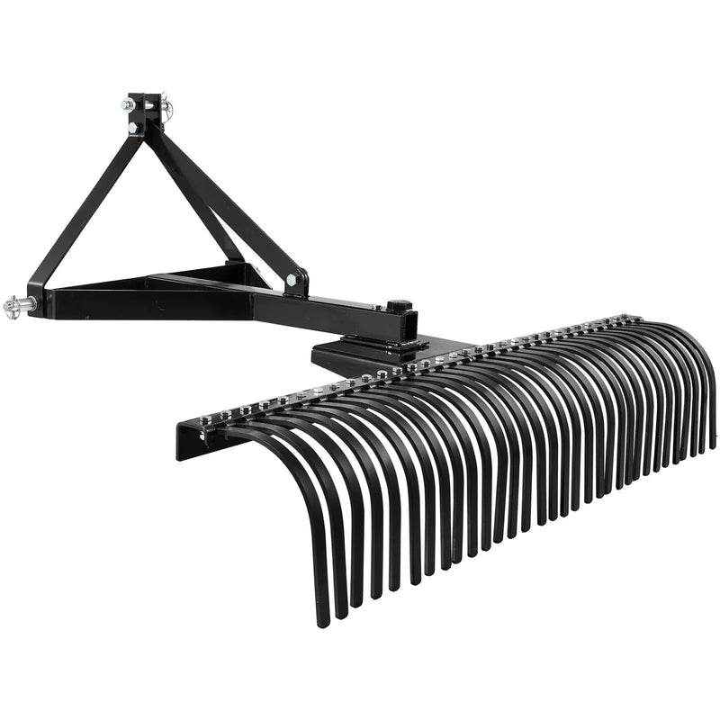 VEVOR piekabināms zāliena skarifikators, 1525 mm darba platums, ar 32 tērauda zariem, trīspunktu zāliena skarifikatora grābeklis ar stiprinājumiem traktoram, ainavu grābeklis dārzam, saimniecībai un zālienam