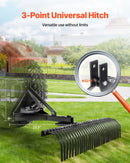 VEVOR piekabināms zāliena skarifikators, 1525 mm darba platums, ar 32 tērauda zariem, trīspunktu zāliena skarifikatora grābeklis ar stiprinājumiem traktoram, ainavu grābeklis dārzam, saimniecībai un zālienam