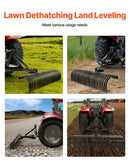 VEVOR piekabināms zāliena skarifikators, 1525 mm darba platums, ar 32 tērauda zariem, trīspunktu zāliena skarifikatora grābeklis ar stiprinājumiem traktoram, ainavu grābeklis dārzam, saimniecībai un zālienam