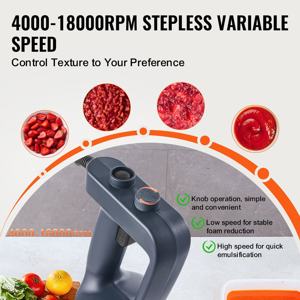 VEVOR Commercial Immersion Blender 500 W for Soups and Sauces