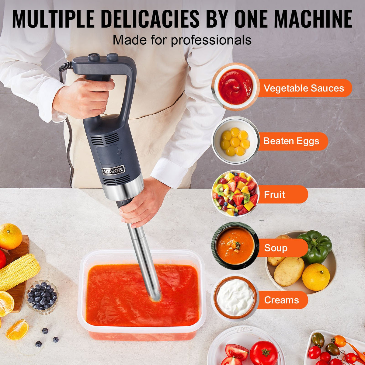 VEVOR Commercial Immersion Blender 500 W for Soups and Sauces