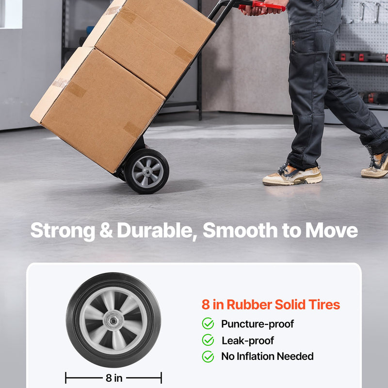 VEVOR rokas ratiņi, 272 kg celtspēja, pastiprinātas konstrukcijas ratiņi ar riteņiem un teleskopisku rokturi, pārnēsājami ratiņi ar nostiprināšanas siksnu pārvākšanās darbiem mājās, birojā, noliktavā un lielveikalā