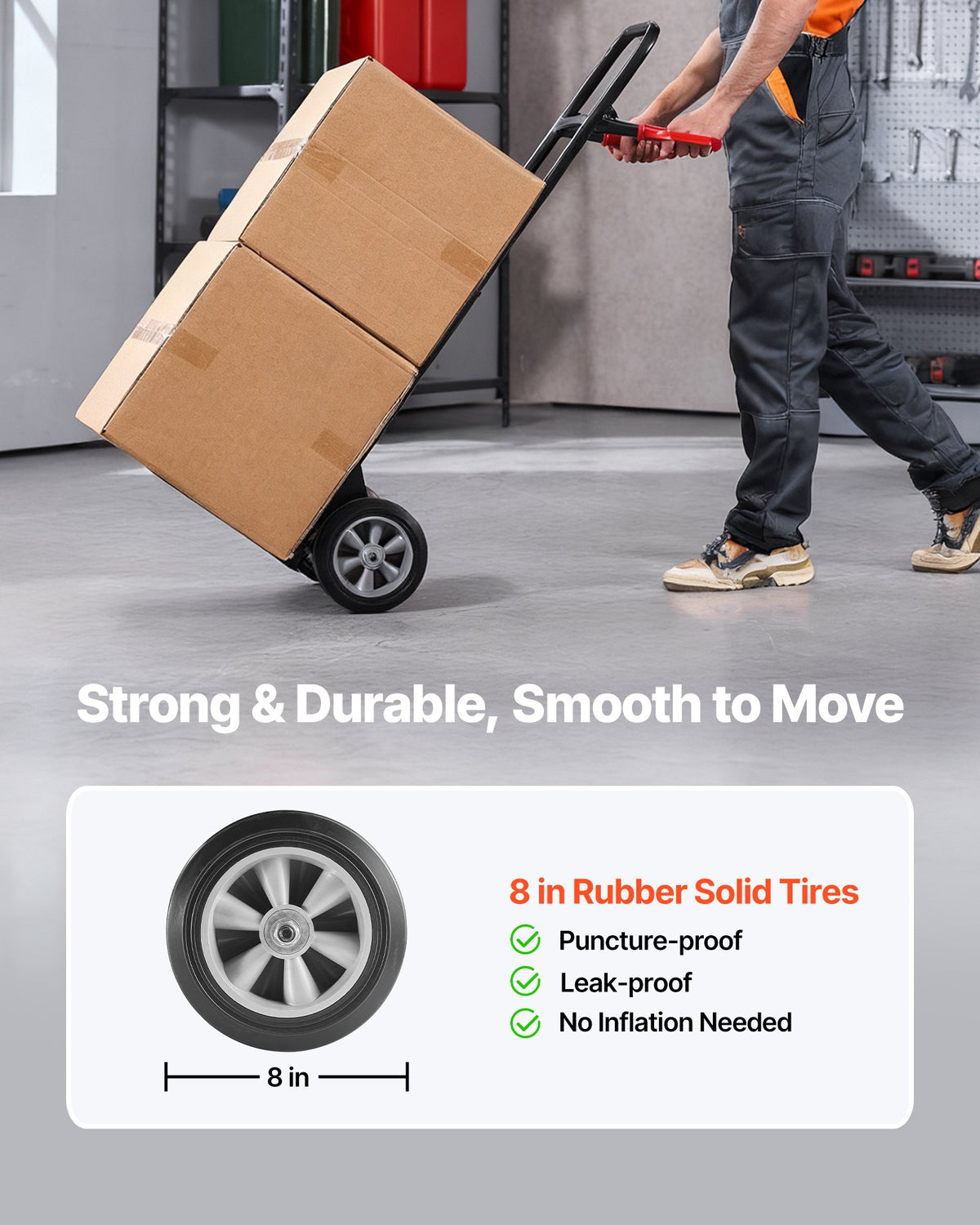 VEVOR Hand Truck, 272 kg Load Capacity, Heavy-Duty Dolly with Wheels and Telescopic Handle, Portable Trolley with Securing Straps for Moving Tasks at Home, Office, Warehouse and Supermarket