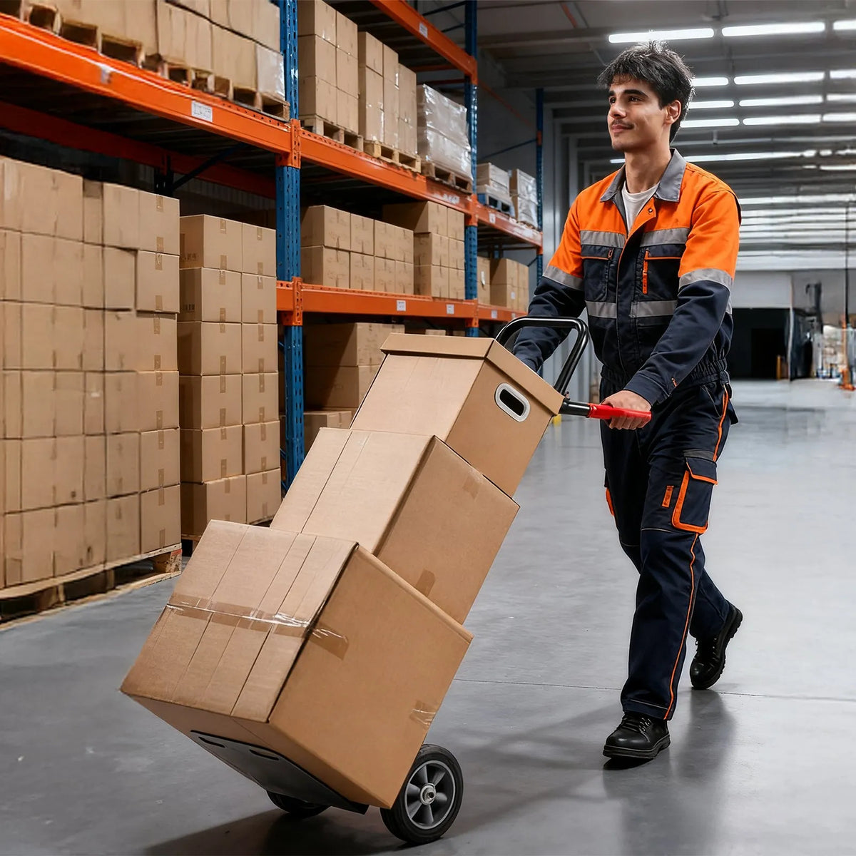 VEVOR Hand Truck, 272 kg Load Capacity, Heavy-Duty Dolly with Wheels and Telescopic Handle, Portable Trolley with Securing Straps for Moving Tasks at Home, Office, Warehouse and Supermarket