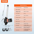 VEVOR lineārais aktuators 12 V 30 cm smagas slodzes 6000 N 5 mm/s IP44 aizsardzība