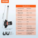VEVOR lineārais aktuators 12 V 35,6 cm smagas slodzes 6000 N, 5 mm/s, IP44 aizsardzība