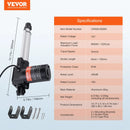 VEVOR lineārais aktuators 12 V 15,2 cm smagas slodzes 598,8 kg 6000 N 0,5 cm/s IP44 aizsardzība