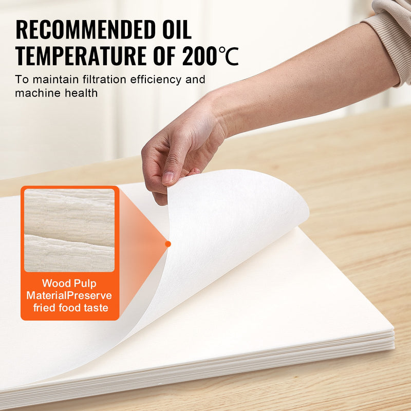 VEVOR Frīka Filtra Papīrs, 100 Lapas, 49 x 41 cm, Aizvietošanai 18L/38L Komerciālajai Frīka Mašīnai
