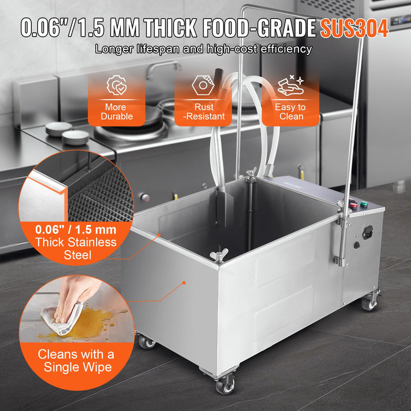 VEVOR Mobilā eļļas filtrēšanas sistēma, 38 L eļļas tvertne, 10 L/min filtrēšanas ātrums, grozāmi riteņi un eļļas šļūtene