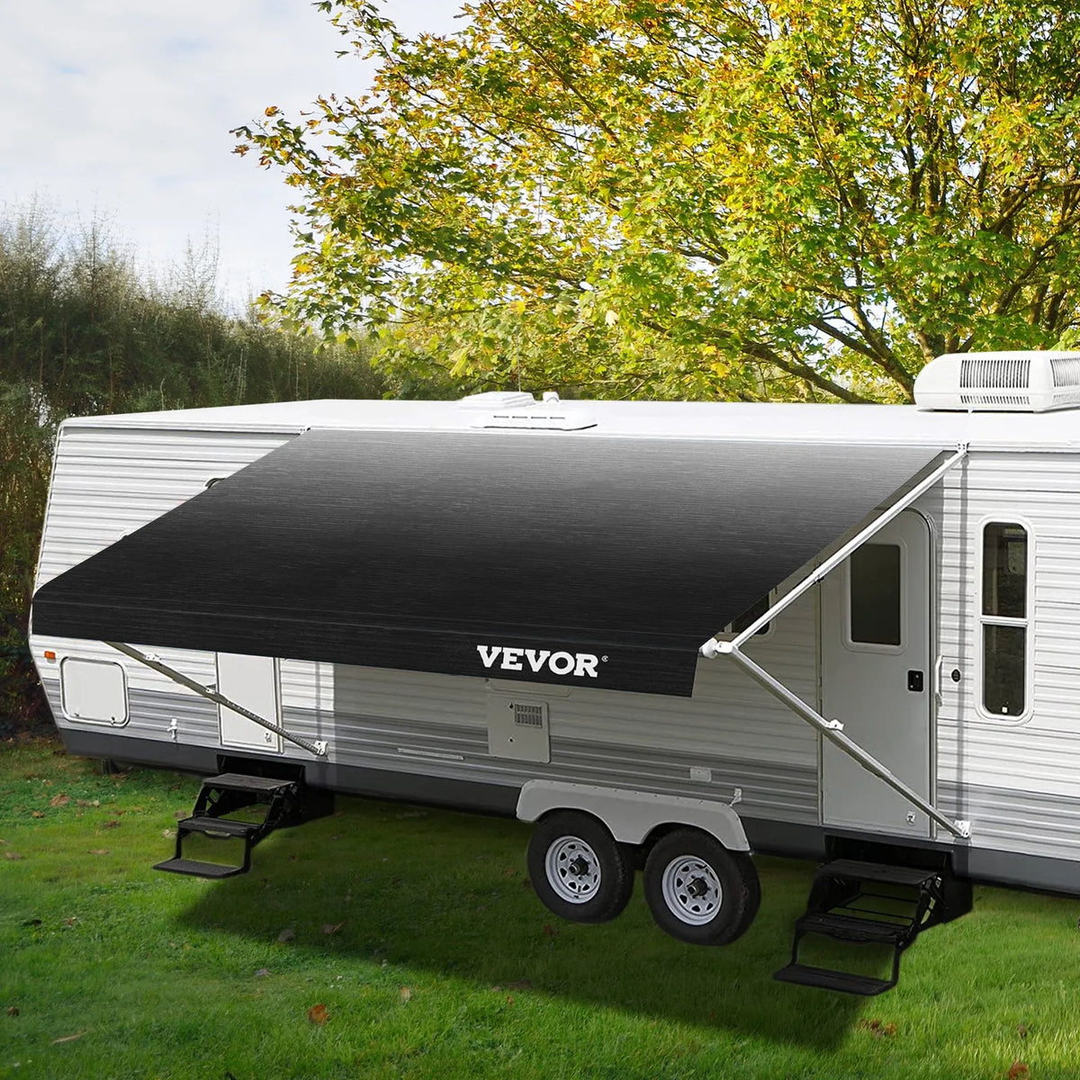 VEVOR RV markīzes audums 5,23 m, rezerves audums 5,23 m markīzēm līdz 5,49 m, ūdensizturīgs premium vinils, universāls kemperiem, piekabēm un dzīvojamajiem automobiļiem, pelēks (Charcoal Fade)
