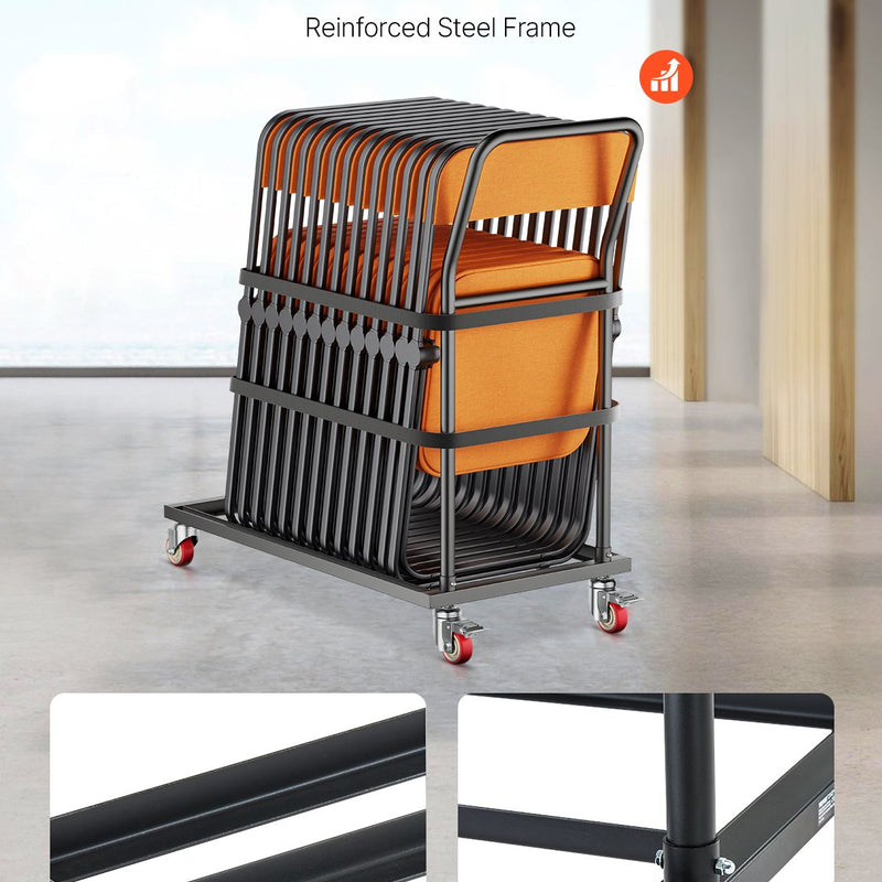 VEVOR saliekamie krēslu statīvs, paredzēts 25 krēsliem, 136 kg, L formas vertikāls