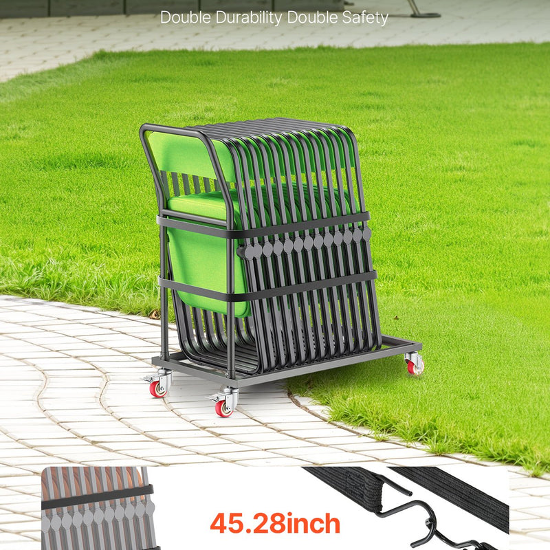 VEVOR saliekamie krēslu statīvs, paredzēts 25 krēsliem, 136 kg, L formas vertikāls