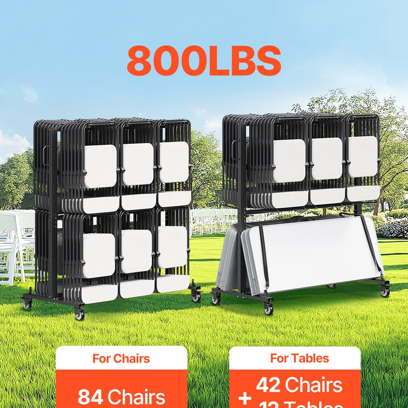 VEVOR saliekamo krēslu ratiņi 84 krēsliem / 12 galdiem + 42 krēsliem, 360 kg