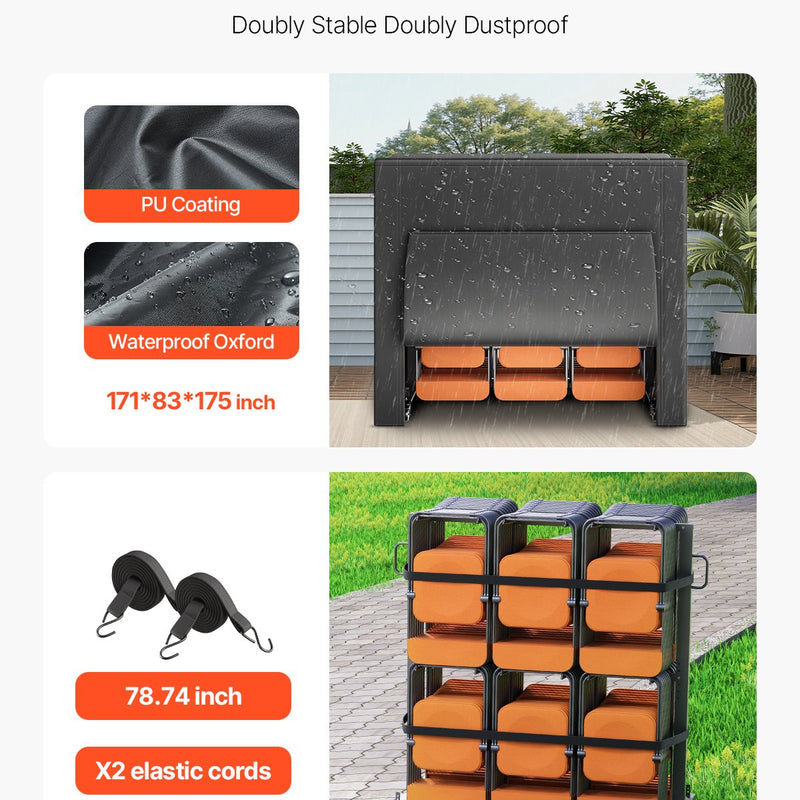 VEVOR saliekamo krēslu ratiņi 84 krēsliem / 12 galdiem + 42 krēsliem, 360 kg