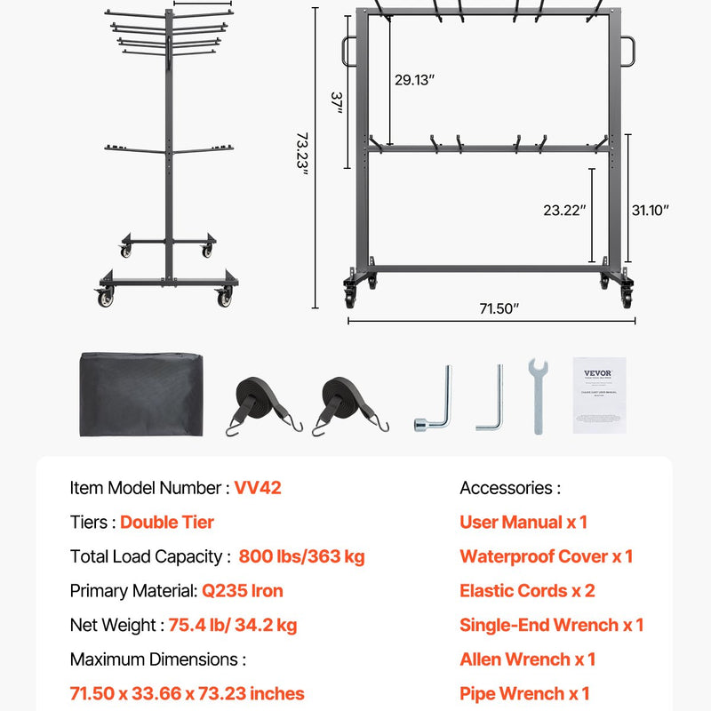 VEVOR saliekamo krēslu ratiņi 84 krēsliem / 12 galdiem + 42 krēsliem, 360 kg