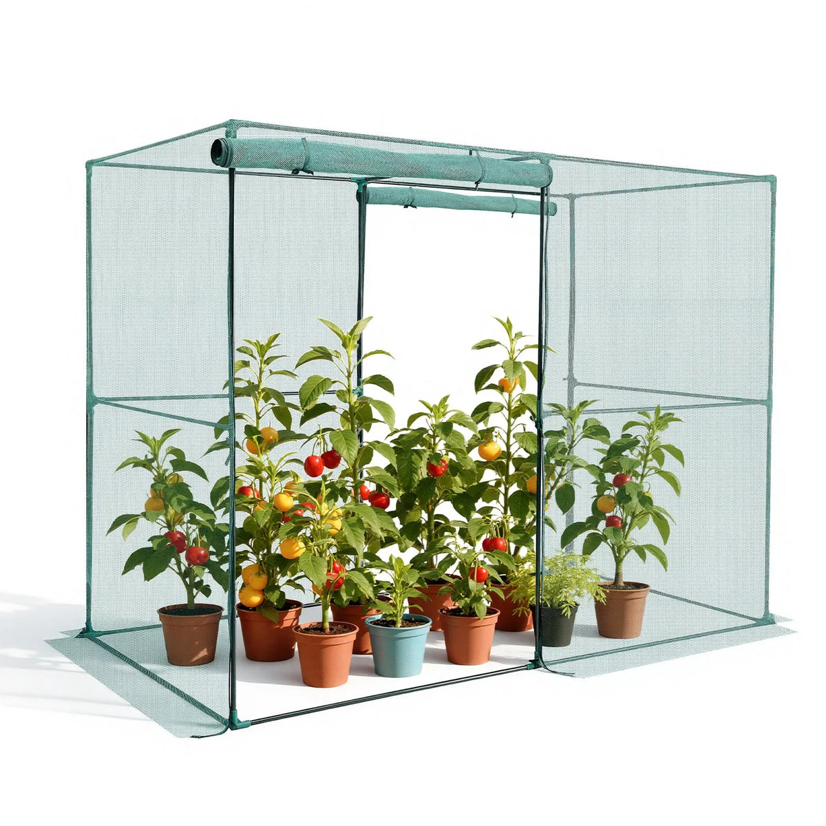 VEVOR augu aizsargbūris 2,39 × 1,2 × 1,8 m ar rāvējslēdzēja durvīm, pretvēja augu aizsardzības telts paaugstinātām dobēm, tomātu aizsargtīkls dārzam un pagalmam - ZEMLETES.LV