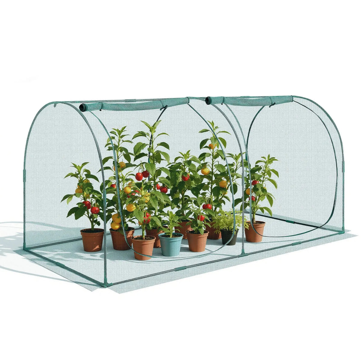 VEVOR augu aizsargbūris 2,48 x 1,2 x 1,2 m ar rāvējslēdzēja durvīm, vēja izturīgs paaugstinātas dobes pārsegs ar rāmi un aizsargtīklu dārzam, terasei un zālienam - ZEMLETES.LV