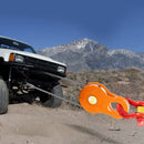 Snatch bloka rullītis, 11 t darba slodzes limits, smagās slodzes vinčas skriemelis 14 mm sintētiskajai virvei vai mīkstajām skavām, bezceļu atgūšanas aprīkojums traktoram, kravas auto, ATV un UTV, 2 gab. komplekts