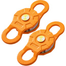 Snatch bloka rullītis, 11 t darba slodzes limits, smagās slodzes vinčas skriemelis 14 mm sintētiskajai virvei vai mīkstajām skavām, bezceļu atgūšanas aprīkojums traktoram, kravas auto, ATV un UTV, 2 gab. komplekts