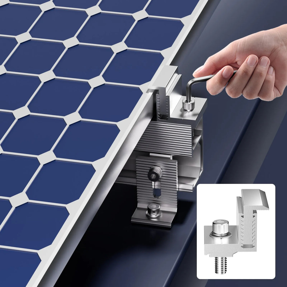 VEVOR Solar Panel Z-Type Mounting Brackets with Adjustable End Clamps 35–50 mm, Anodised Aluminium Brackets for Campers, Trailers, Boats, Walls and Roofs (20 pcs)