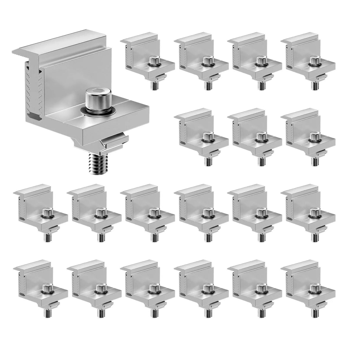 VEVOR Solar Panel Z-Type Mounting Brackets with Adjustable End Clamps 35–50 mm, Anodised Aluminium Brackets for Campers, Trailers, Boats, Walls and Roofs (20 pcs)