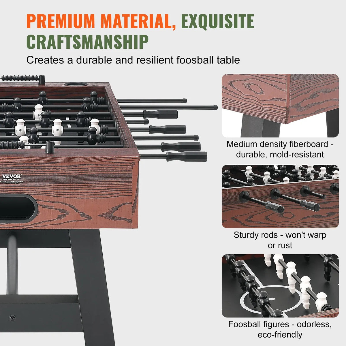 VEVOR Table Football Game 140 cm with 4 Balls and 2 Cup Holders, Game Room