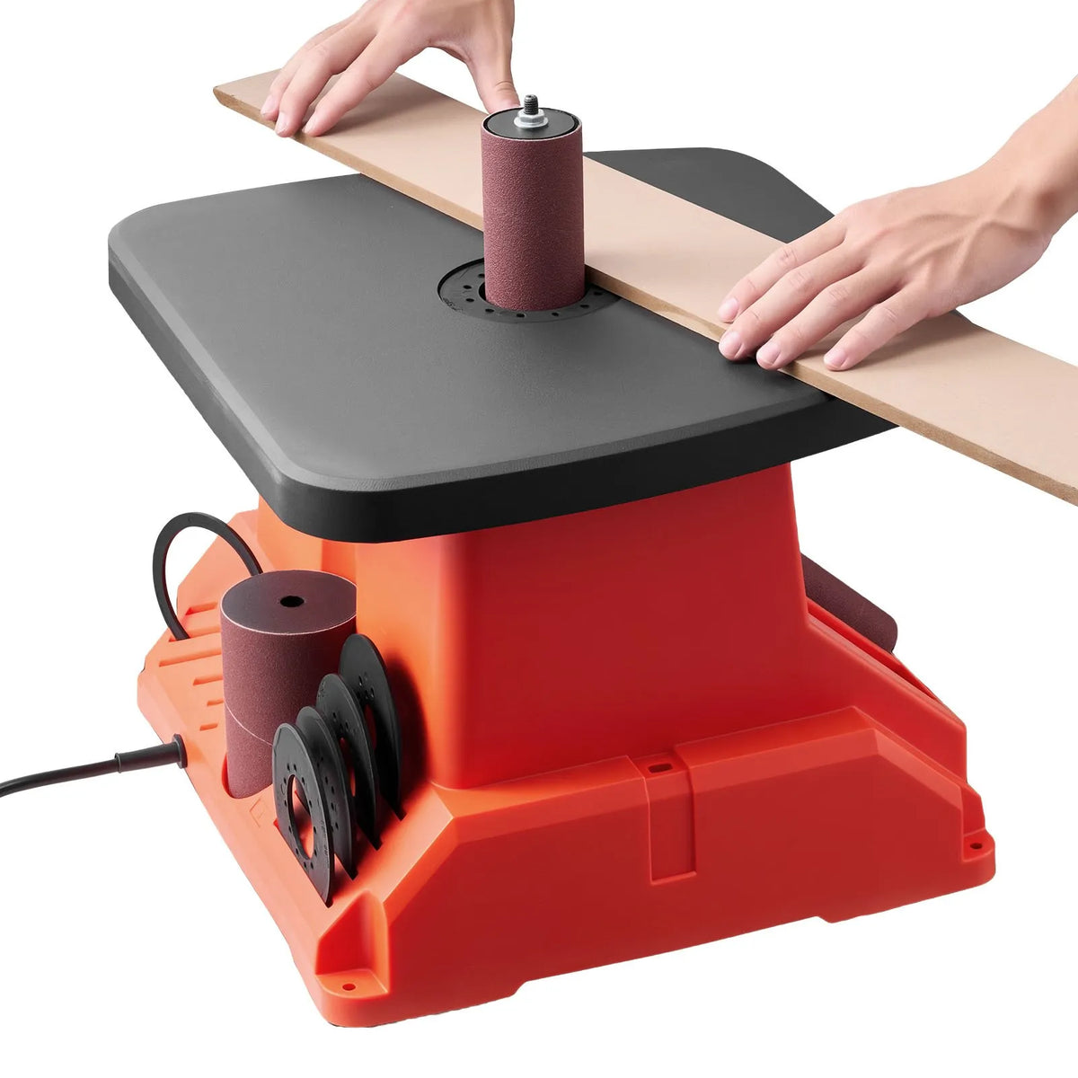 VEVOR Oscillating Spindle Sander, Benchtop Model 2000 RPM, 6 Sanding Sleeves 12.7–76.2 mm, 16 mm Stroke, 390 × 415 mm Work Table for Furniture Finishing, Crafts and DIY Woodworking