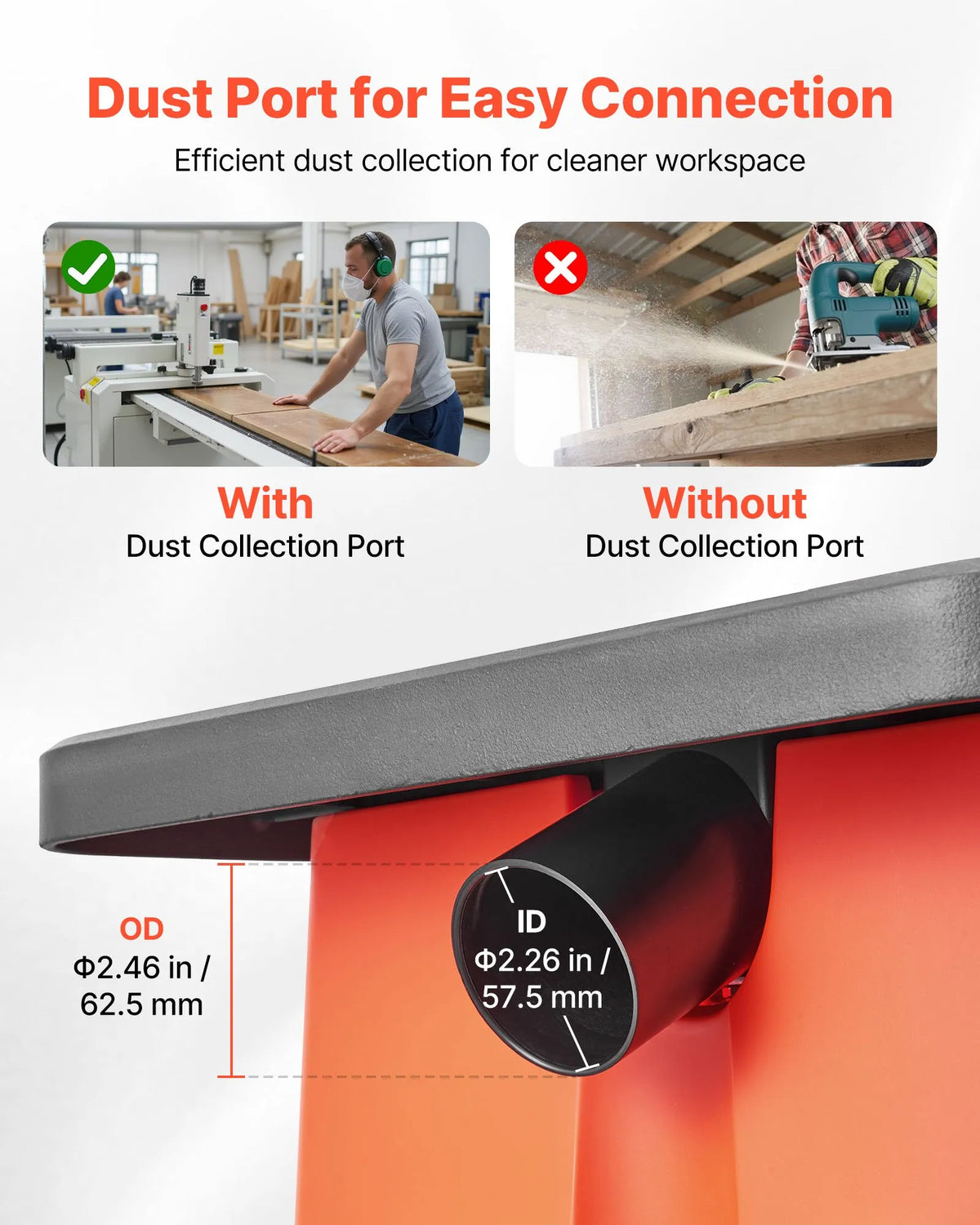 VEVOR Oscillating Spindle Sander, Benchtop Model 2000 RPM, 6 Sanding Sleeves 12.7–76.2 mm, 16 mm Stroke, 390 × 415 mm Work Table for Furniture Finishing, Crafts and DIY Woodworking