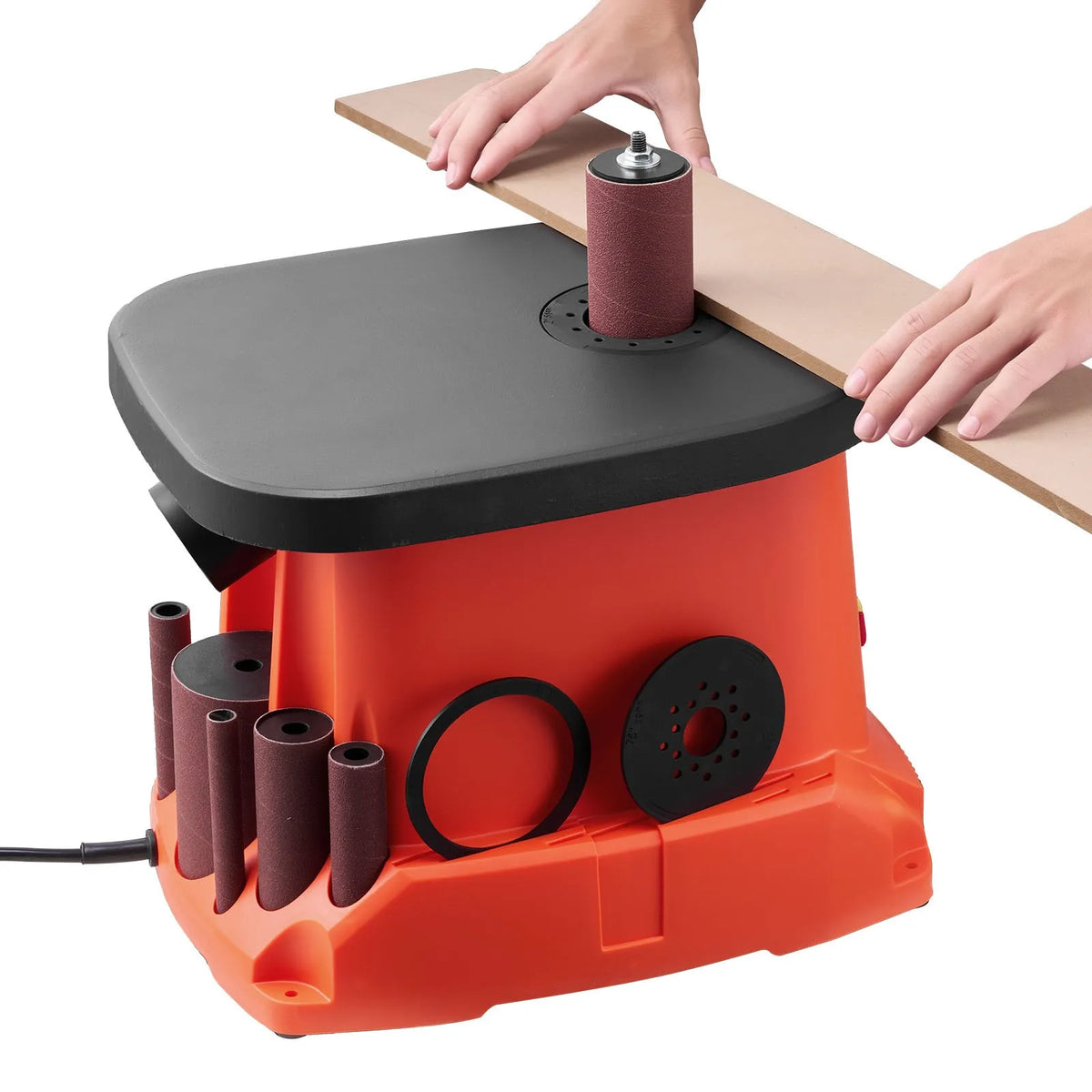 VEVOR Oscillating Spindle Sander with 2000 RPM Speed, 6 Sanding Sleeves (12.7–76.2 mm), 16 mm Stroke and 397 × 295 mm Cast Iron Work Table, Suitable for Furniture Finishing, Crafts and DIY Woodworking