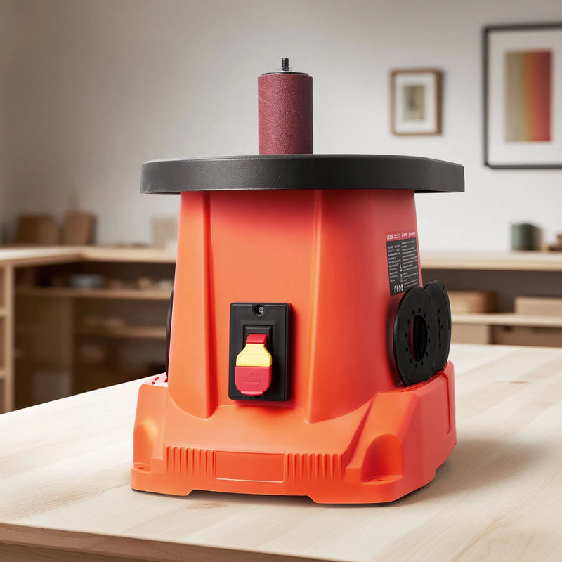 VEVOR oscilējošā vārpstas slīpmašīna ar 2000 apgr./min ātrumu, 6 slīpēšanas uzmavām (12,7-76,2 mm), 16 mm gājienu un 397 × 295 mm čuguna darba galdu, piemērota mēbeļu apdarei, amatniecībai un DIY kokapstrādes darbiem.