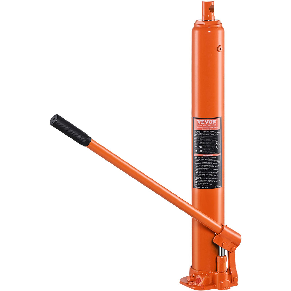 VEVOR Hydraulic Long Stroke Cylinder, 4 Tonne Engine Hoist with Single Acting Pump and Flat Base, Hydraulic Cylinder for Engine Hoists and Workshop Cranes