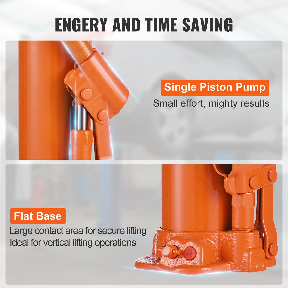 VEVOR Hydraulic Long Stroke Cylinder, 4 Tonne Engine Hoist with Single Acting Pump and Flat Base, Hydraulic Cylinder for Engine Hoists and Workshop Cranes