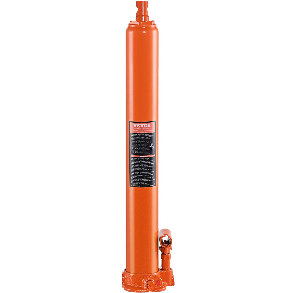VEVOR Hydraulic Long Stroke Cylinder, 4 Tonne Engine Hoist with Single Acting Pump and Flat Base, Hydraulic Cylinder for Engine Hoists and Workshop Cranes